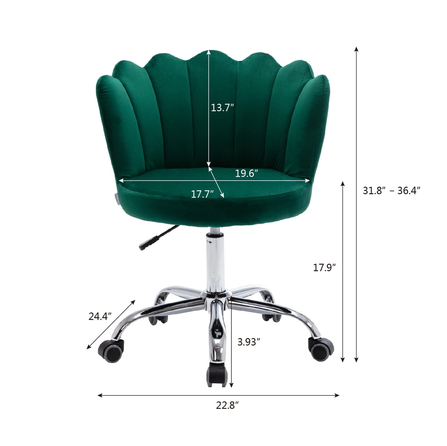 Velvet Home Office Chair - Adjustable Height Modern Desk Chair, Upholstered Swivel Computer Chair with Wheels for Living Room, Bedroom & Makeup Vanity | Ergonomic Workstation Seating for Remote Work & Home Decor