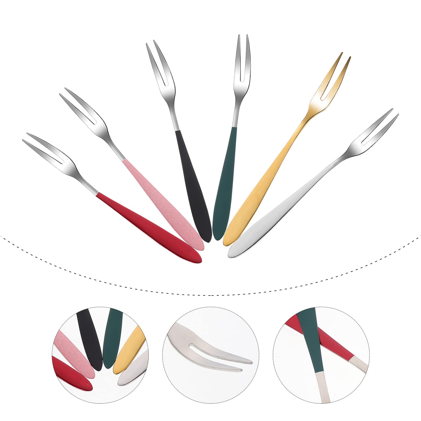6-Piece Stainless Steel Fruit Forks for Desserts, Salads & Parties
