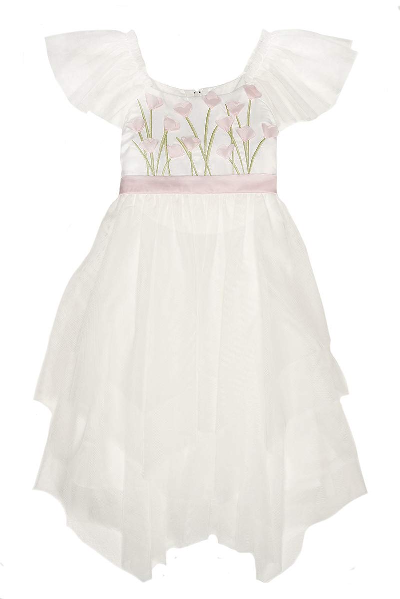 106 Ivory Spring Gardens Embroidered Bodice Dress - Elegant Floral Wedding Guest Dress for Garden Party & Bridal Shower