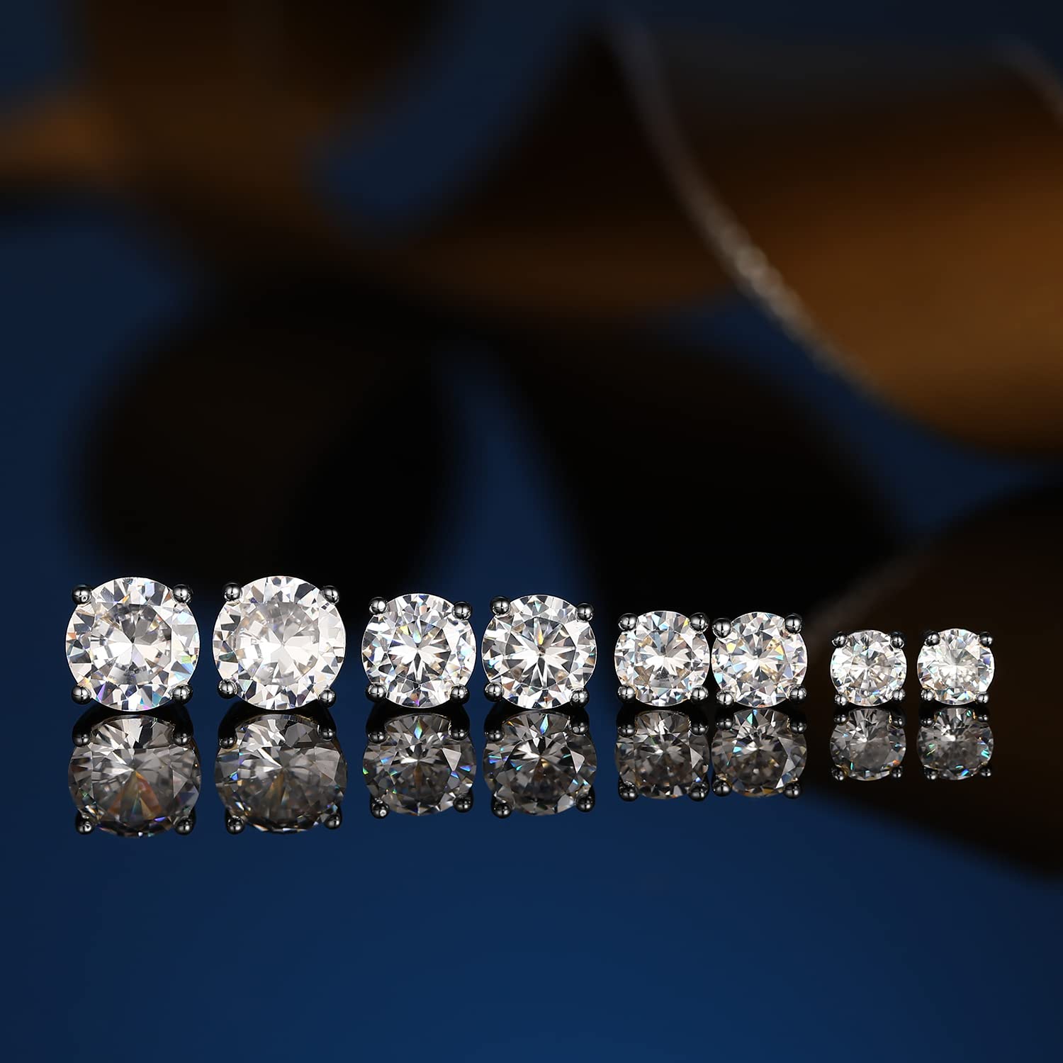 4 Pairs Real Gold Plated Round Stud Earrings Set - Hypoallergenic Cubic Zirconia Earrings for Women & Men | Perfect for Everyday Wear, Parties & Gifts