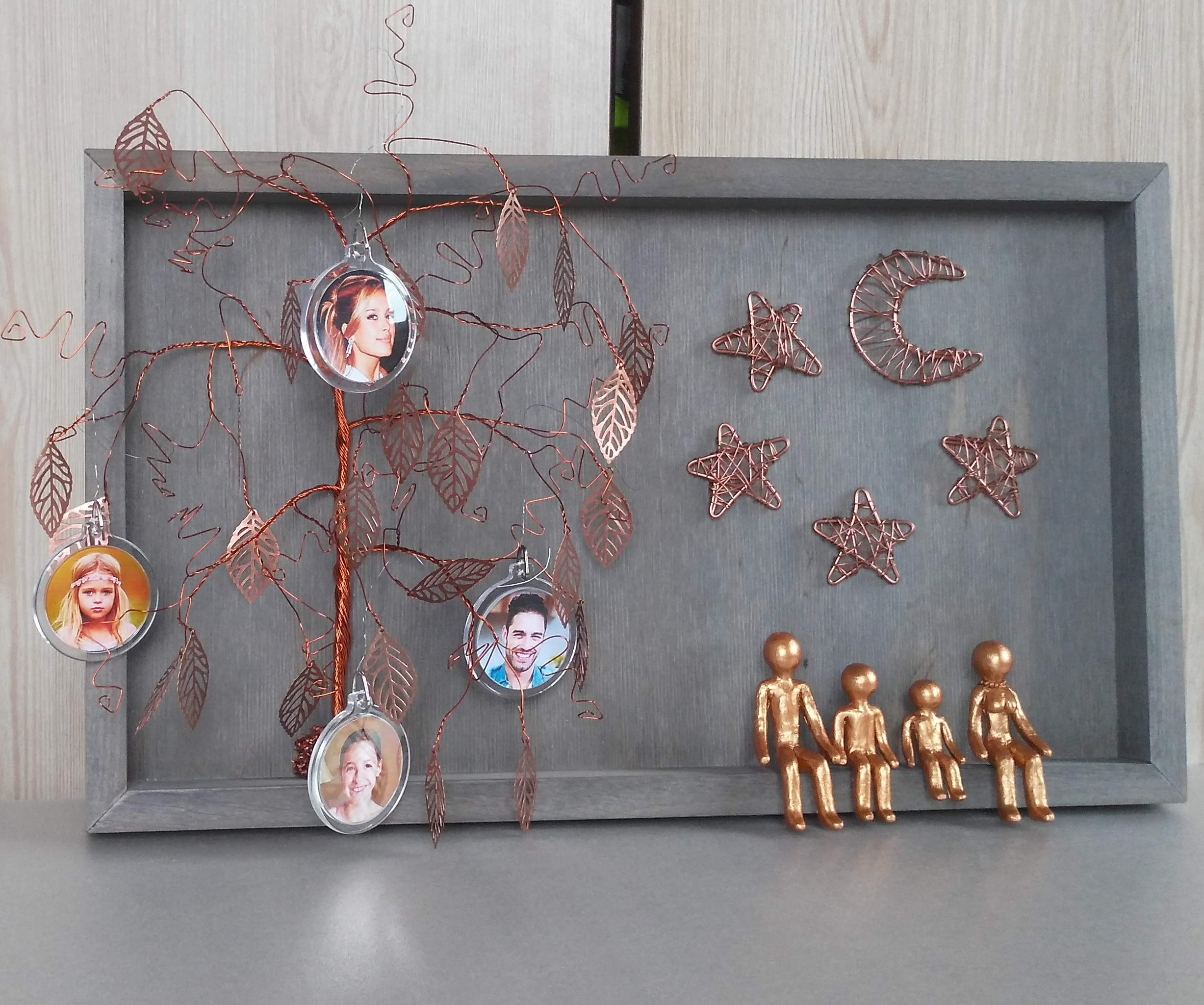 Unique Wedding Anniversary Gifts for Inlaws - Bronze Family Picture Frame Collage & Willow Tree Figurines Set (4th, 7th, 8th, 19th, 21st Year) - Perfect for Grandparents, Home Decor & Wall Charmers - Ideal for Family Reunions, Living Room Displays & Special Occasion Presents