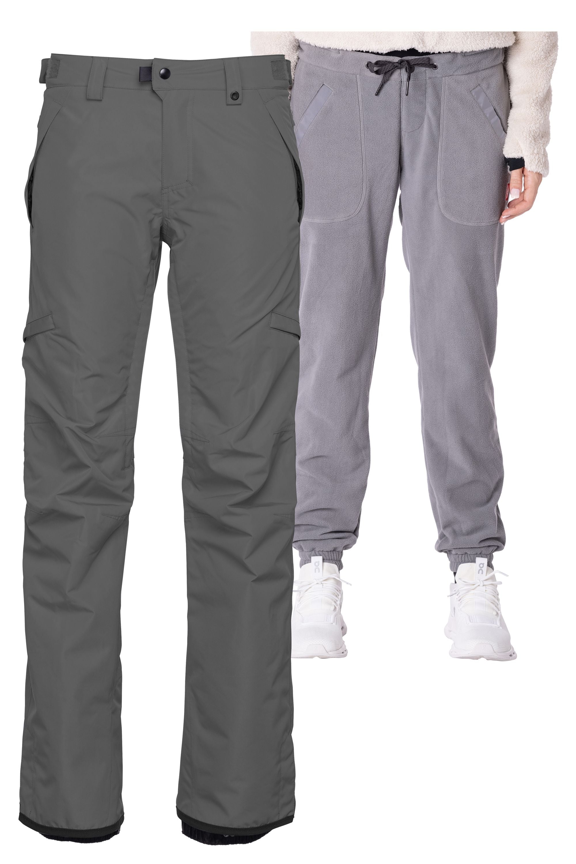 686 Women’s Smarty 3-in-1 Waterproof Insulated Cargo Snow Pants - Charcoal Gray for Skiing, Snowboarding & Winter Outdoor Activities