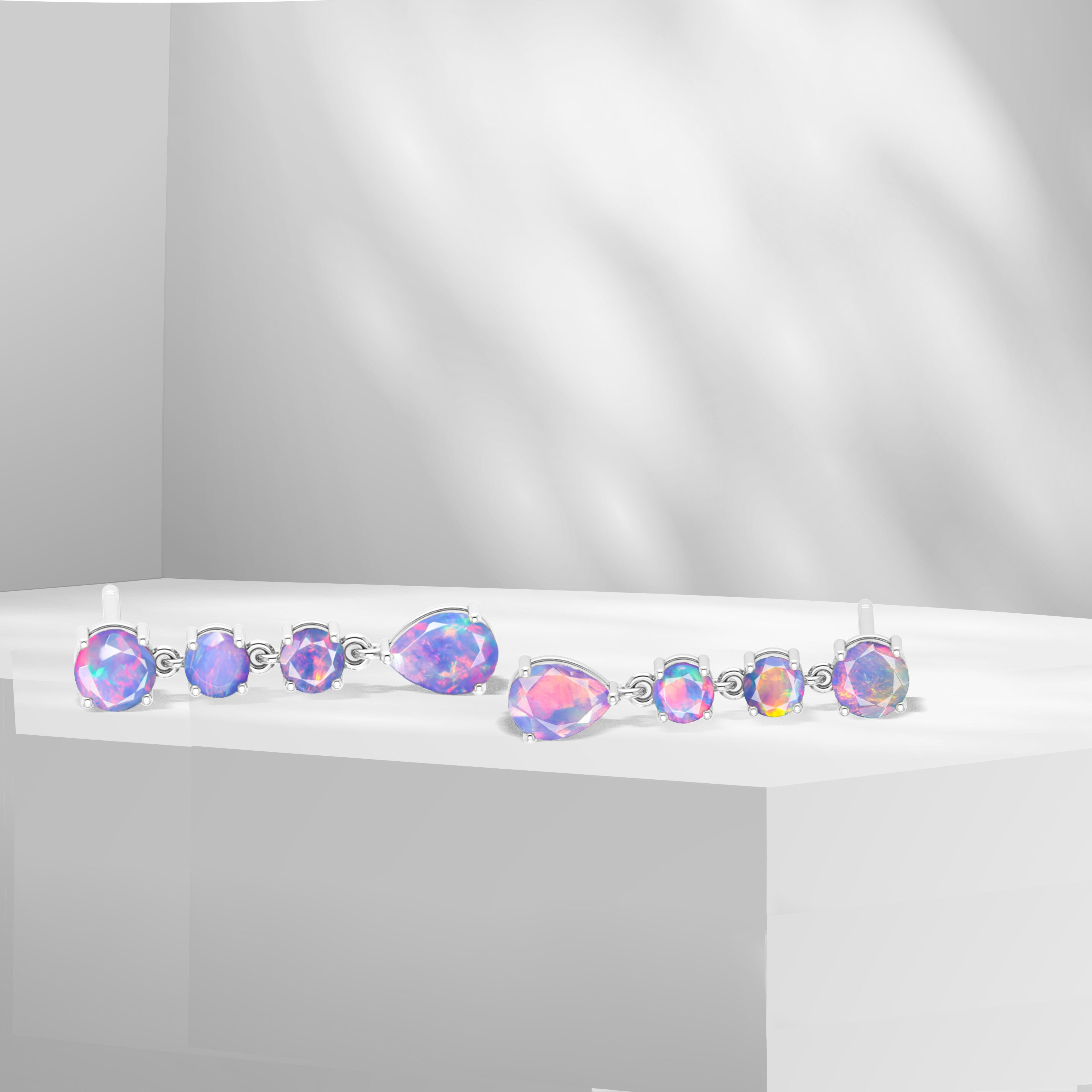 Black Fire Opal Stud Earrings for Women | Genuine Natural Stone Jewelry | Perfect for Parties, Weddings & Everyday Wear