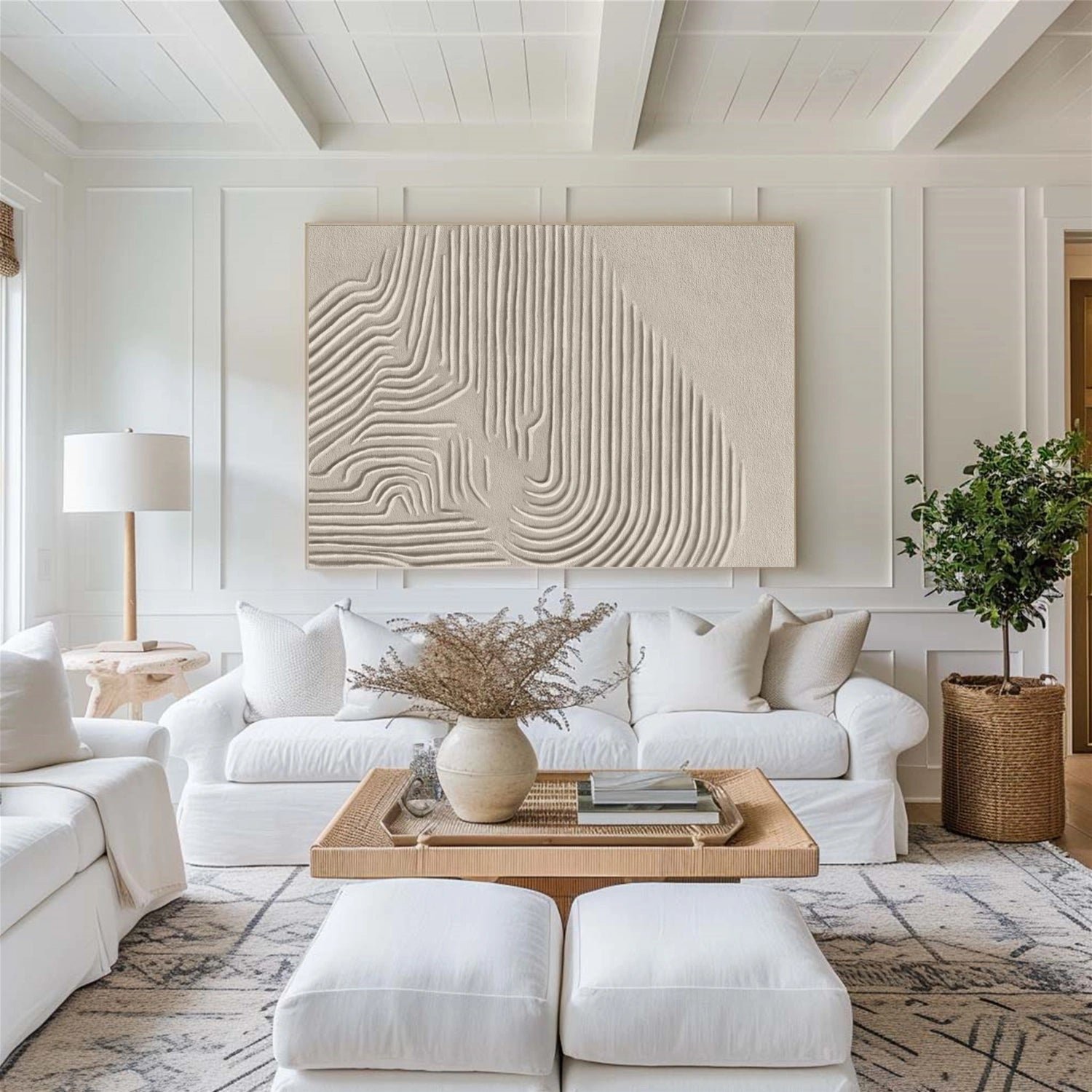 Custom Size Beige & Brown Abstract Wall Art Canvas Print #BB145 - Perfect for Living Room, Bedroom & Office Decor