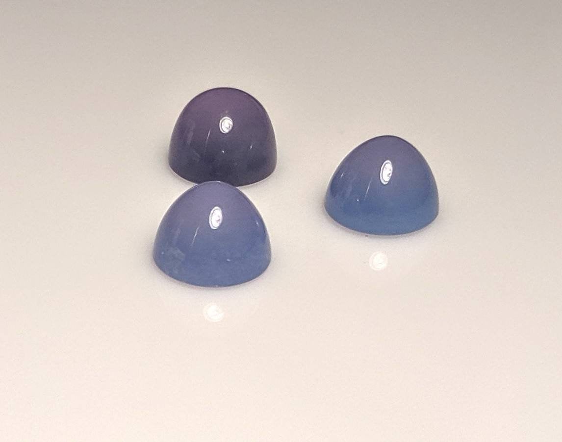Natural American Blue Chalcedony Round Cabochon 10mm - Lot of 3 High Quality USA Mined Gemstones for Jewelry Making, Wire Wrapping & Crystal Healing