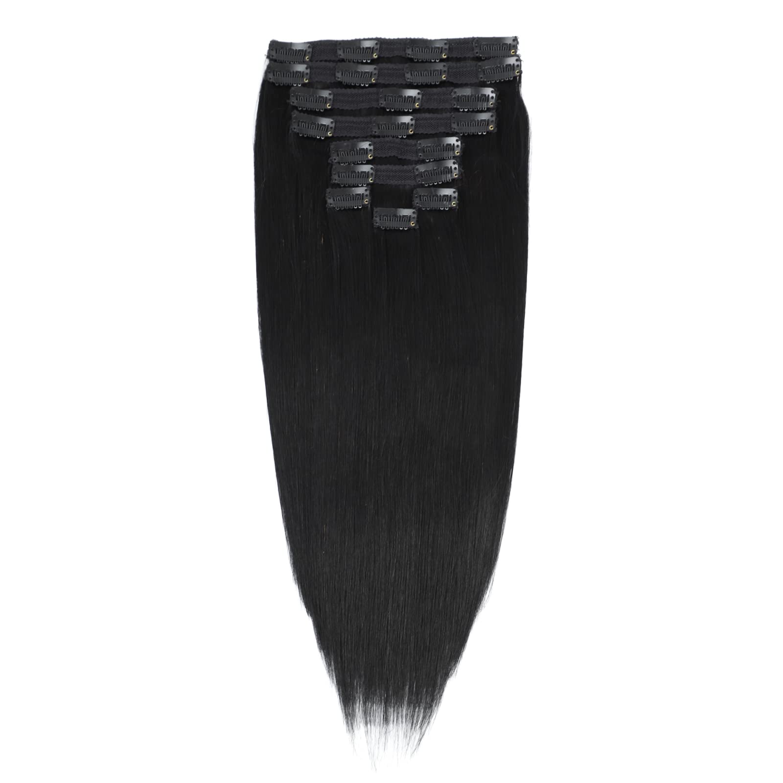 Clip in Hair Extensions 22 Inch - 9pcs 130g Jet Black Human Hair Extensions Straight & Soft - Natural Remy Hair for Thickening & Styling - Perfect for Parties, Weddings & Daily Wear