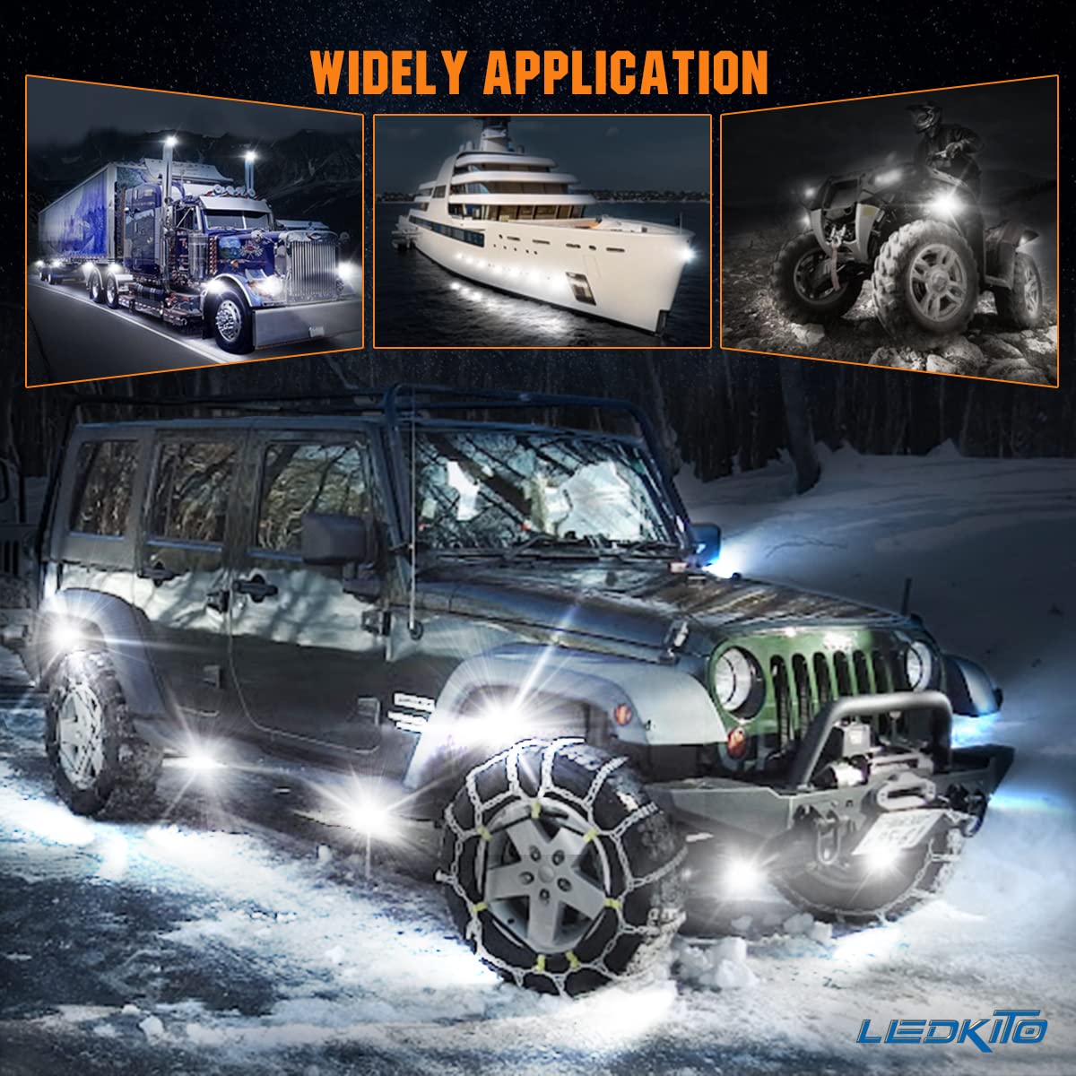 R3 White LED Rock Lights - 20PCS Super Bright Underbody Glow Kit for Trucks, Off-Road RZR, Boats, Cars, SUVs, ATVs & UTVs - Waterproof, Shockproof High Power Lighting for Trail, Rig & Night Driving Adventures