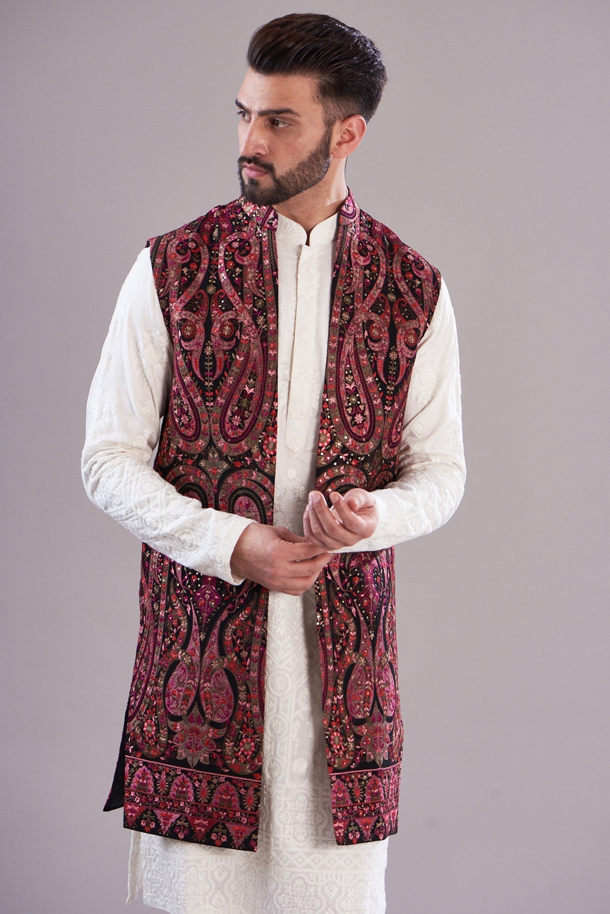 Elegant Kalamkari Long Open Shrug - Handmade Indian Cotton Cover-Up for Women - Perfect for Beach, Festival & Boho Fashion