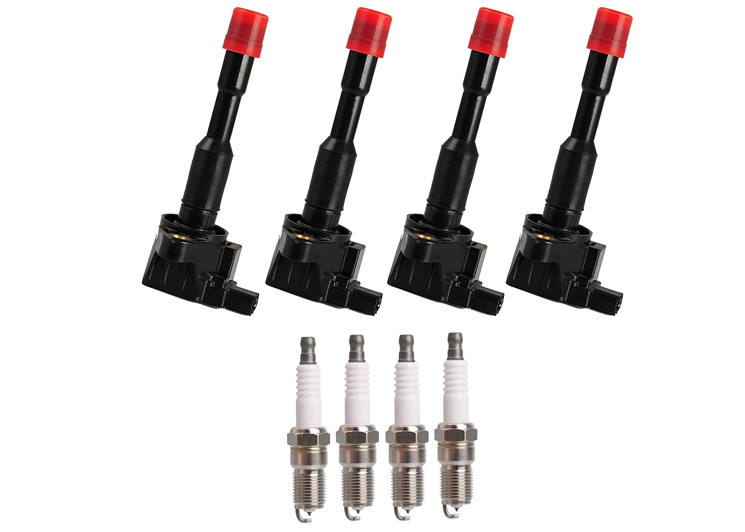 ENA Set of 4 Ignition Coils with Platinum Spark Plugs - Compatible with Honda Civic Hybrid 2003-2011 (1.3L L4 Engine) - Replaces UF374, 30521PWA003, C1408, C688, E404, 12120037663 - Improve Engine Performance & Fuel Efficiency for Smooth Driving