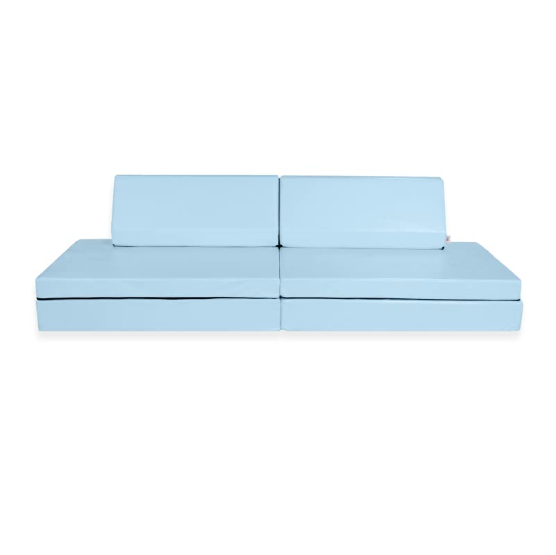 **Foamnasium Blocksy Kids Couch – 4-Piece Soft Foam Playset for Toddlers & Kids | Indoor Active Play Couch for Crawling, Climbing, Fort Building & Jumping | Made in USA | Baby Blue – Perfect for Playrooms, Daycares & Home Learning Spaces**