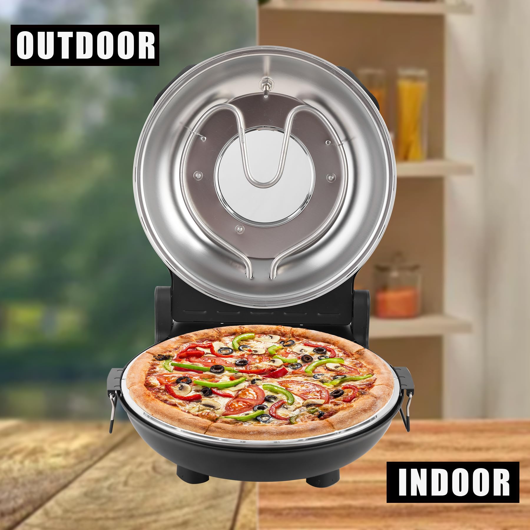 12 Inch Indoor Pizza Oven Countertop - Portable Pizza Maker for Home Kitchen | Perfect for Making Homemade Pizzas, Flatbreads & More