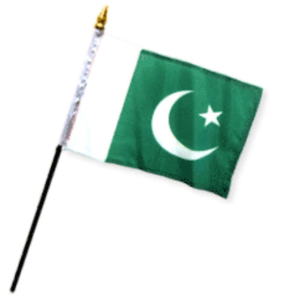 Pakistan 4x6 Inch Mini Desk Stick Flags - Set of 6 Small Handheld Flags Without Base - Perfect for Office Decor, International Events & School Projects