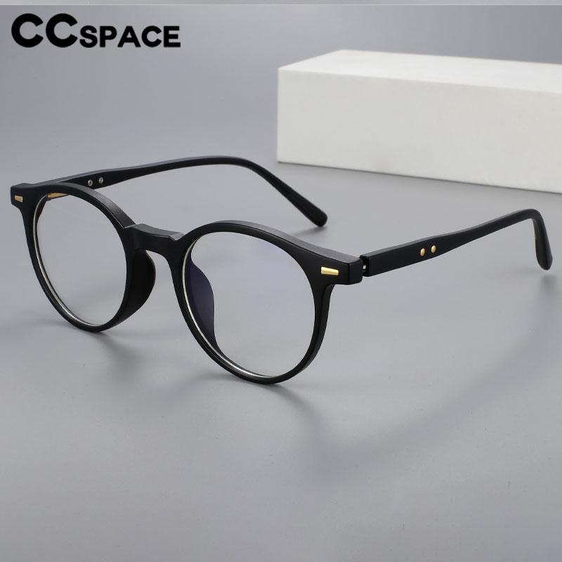CCspace Unisex Full Rim Round Acetate Eyeglasses 56530 - Lightweight & Durable Frame for Men & Women - Perfect for Reading, Working & Daily Wear