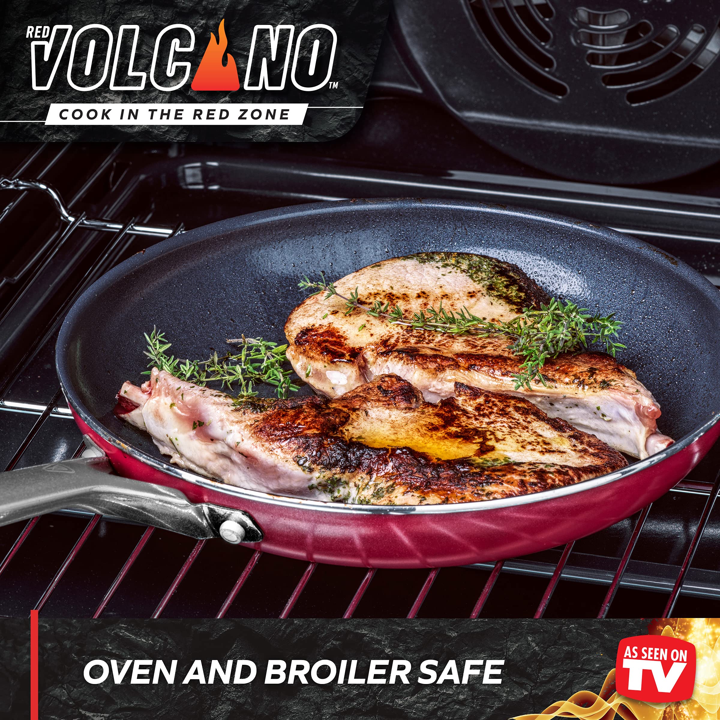 10-Piece Textured Ceramic Nonstick Cookware Set with Stainless Steel Handles - PFAS, PFOA & PTFE Free - Dishwasher & Oven Safe up to 600°F - Red - Perfect for Frying, Sautéing, Baking & Everyday Cooking