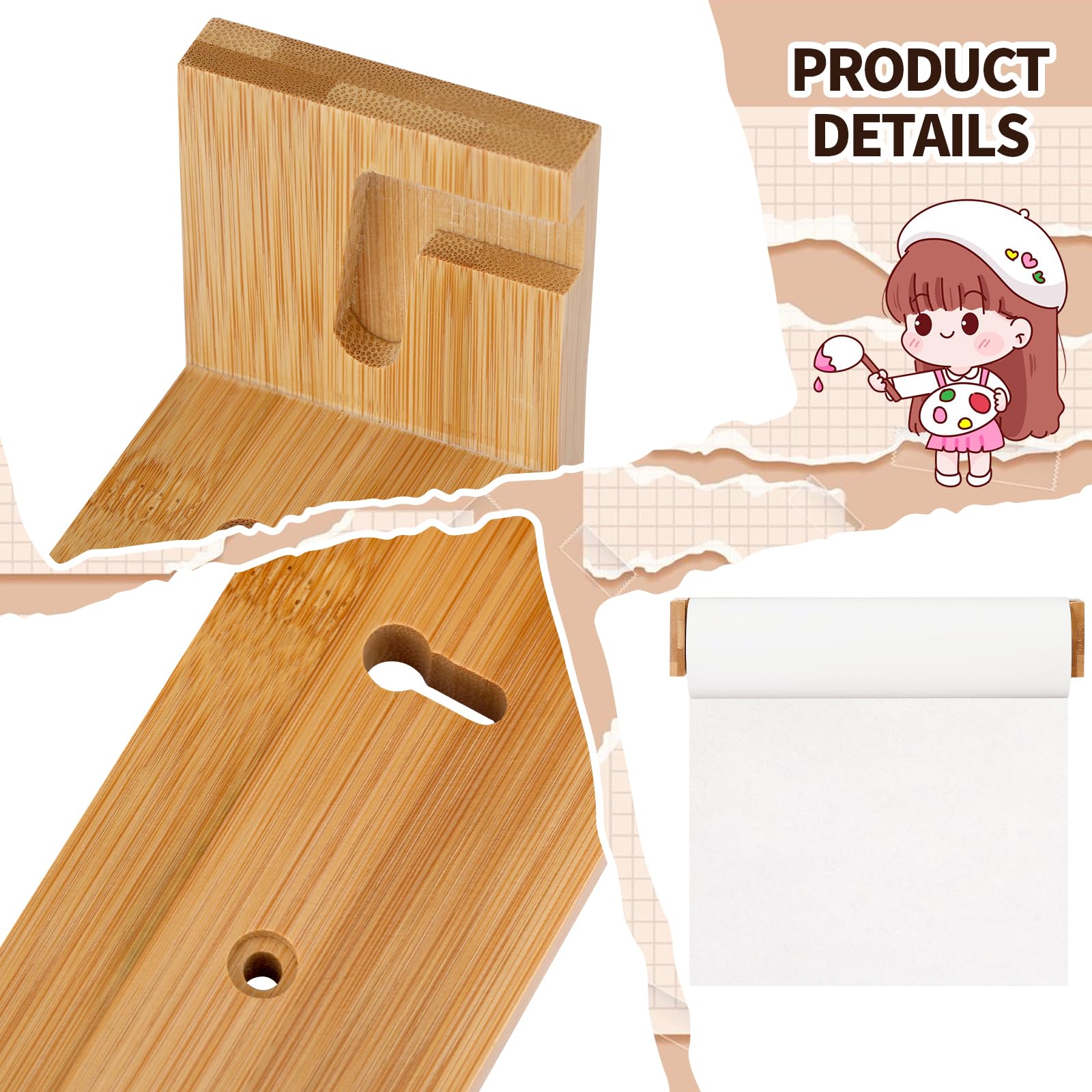 12 Inch Wooden Easel Paper Roll Holder - Wall Mount Kraft Paper Roll Dispenser for Kitchen, Office, School, Art & DIY Projects - Perfect for Grocery Lists, Butcher Paper & Crafting (Paper Not Included)
