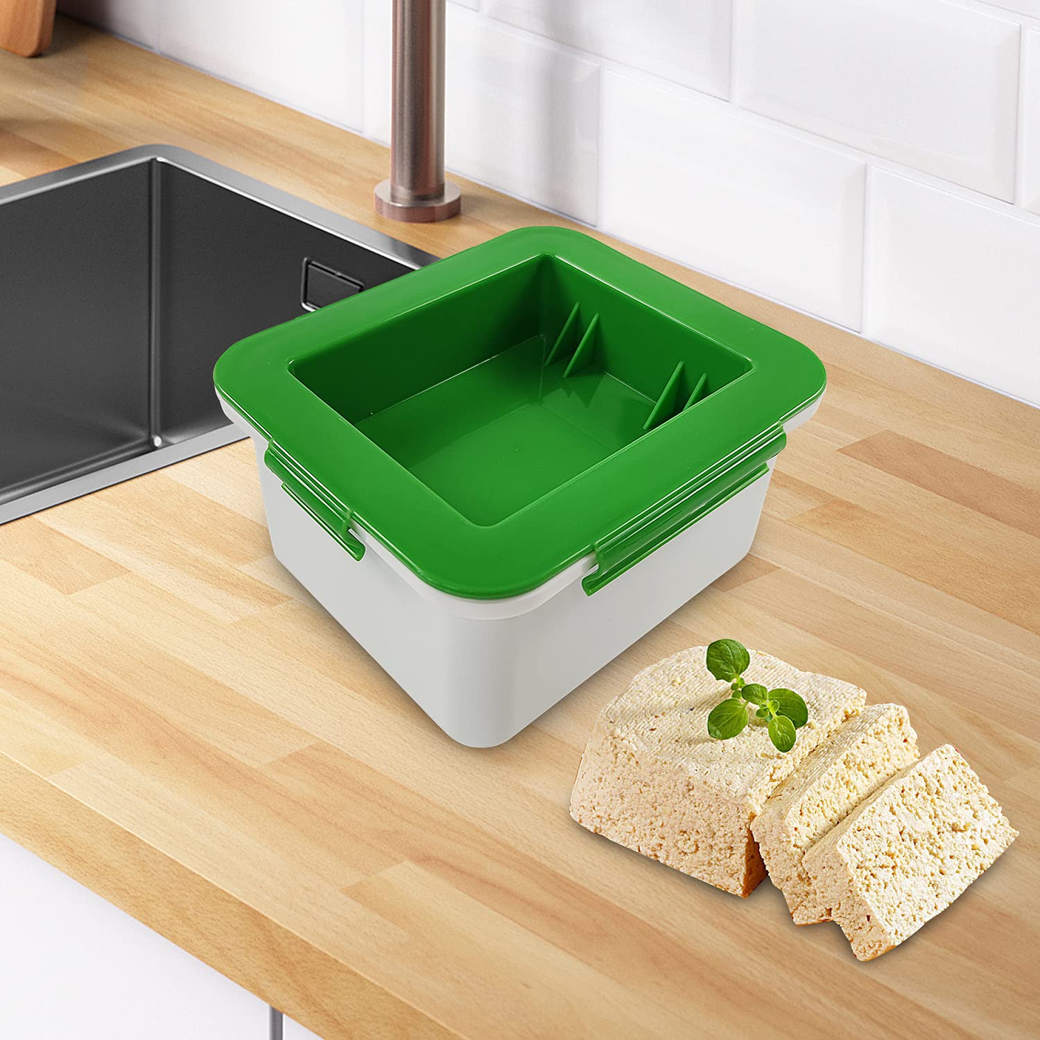 Premium 3-Layer Tofu Press with Water Collecting Tray - DIY Homemade Tofu Maker for Removing Excess Water - Includes Middle Strainer & Top Lid - Easy to Clean & Use - Perfect for Vegan Cooking, Meal Prep & Asian Cuisine