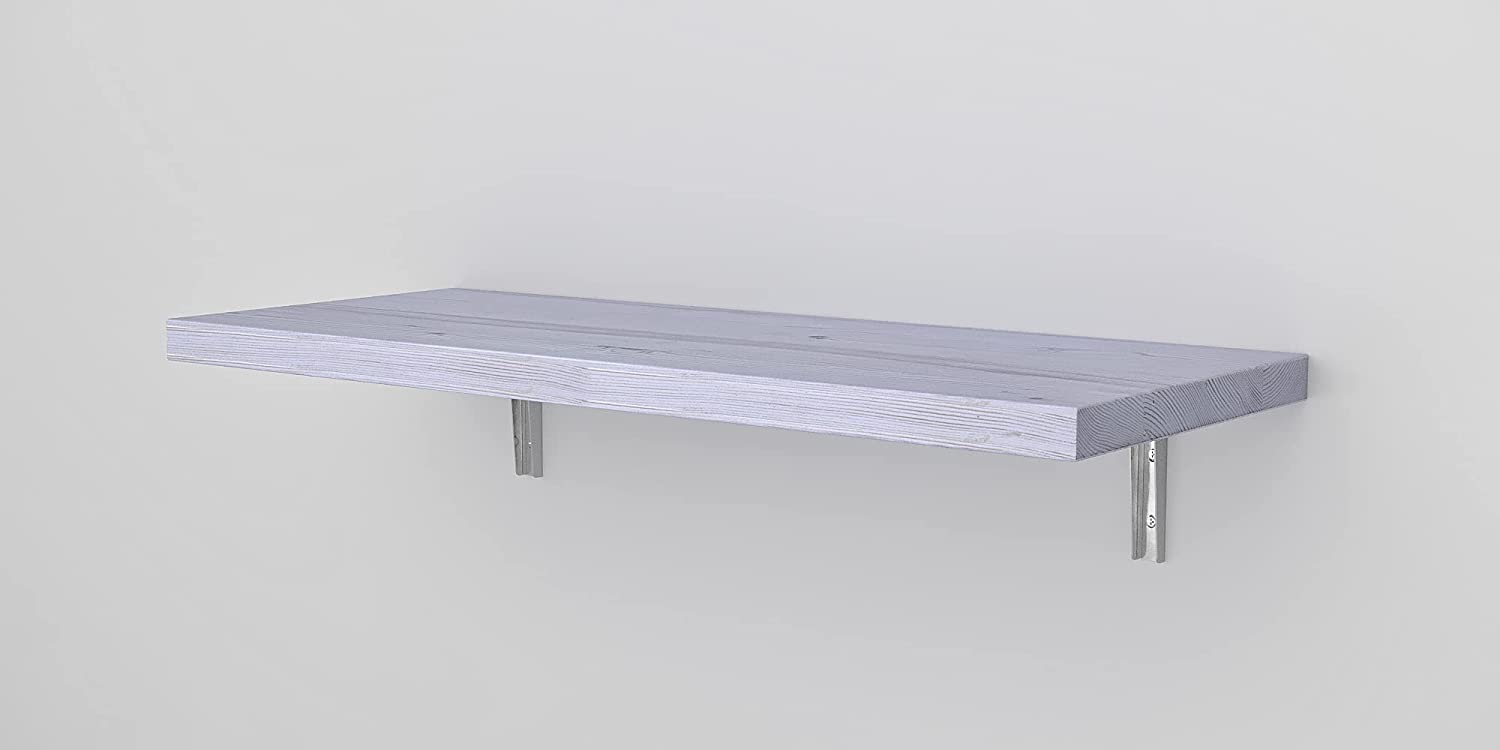 Wall Mounted Floating Desk - Foldable Space Saving Table for Small Spaces, Kitchen Counter, Laundry Shelf & Home Office - Rustic White (49