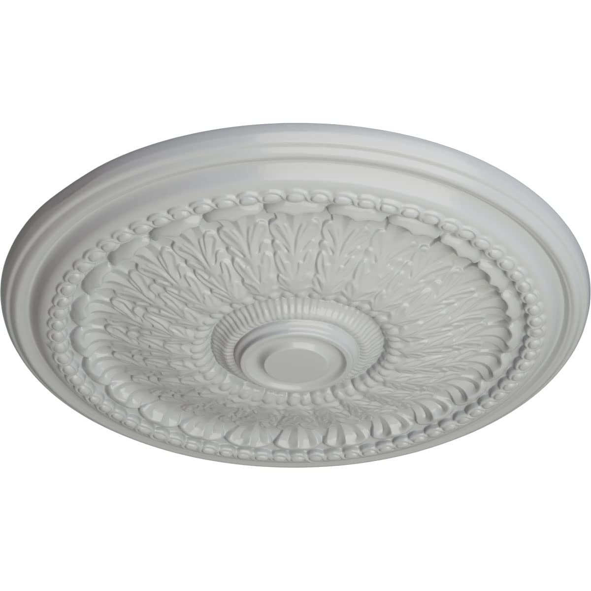 Ekena Millwork Brunswick Hand-Painted Frost Ceiling Medallion - Decorative Plaster Ceiling Rose for Dining Room, Bedroom & Living Room Home Decor