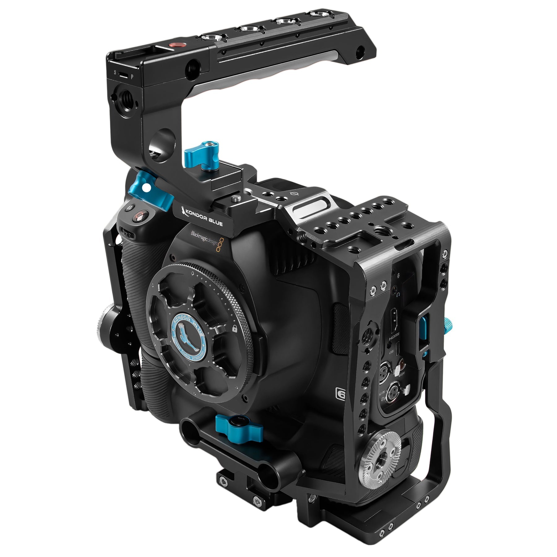 Kondor Blue BMPCC 6K Pro Battery Grip Cage with Top Handle (Raven Black) - Professional Camera Rig for Blackmagic Pocket Cinema 6K Pro | Perfect for Filmmaking, Vlogging & On-the-Go Shooting