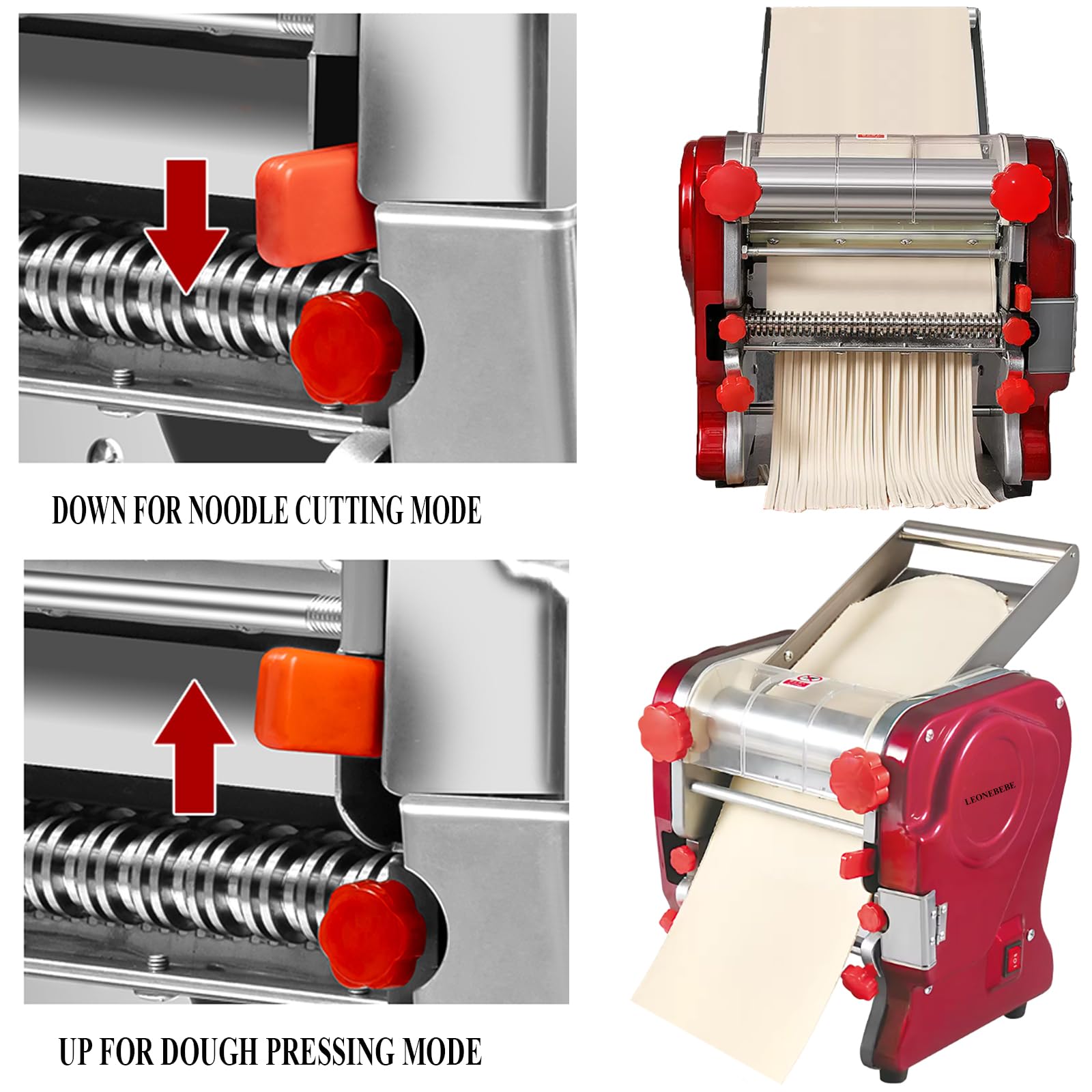 550W Commercial Electric Pasta Maker Machine - Heavy Duty Stainless Steel Noodle Maker with 3mm & 9mm Blades, Adjustable 0.3-5mm Thickness, Dough Press & Cut Function, 110V for Home Kitchen & Restaurant Use - Perfect for Making Fresh Pasta, Lasagna, Fettuccine & Ravioli Dough