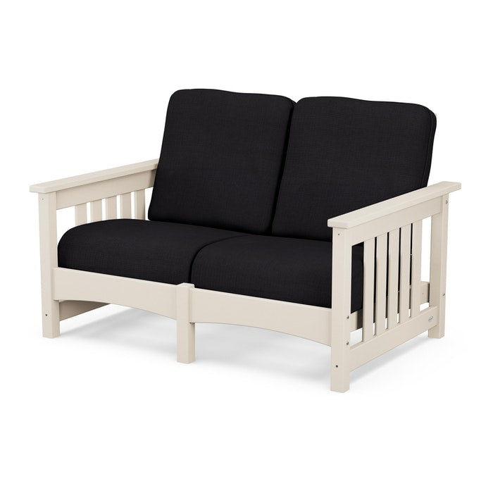 POLYWOOD Mission Settee - Durable Outdoor Patio Furniture Set with Weather-Resistant HDPE Material - Perfect for Garden, Poolside, and Backyard Relaxation