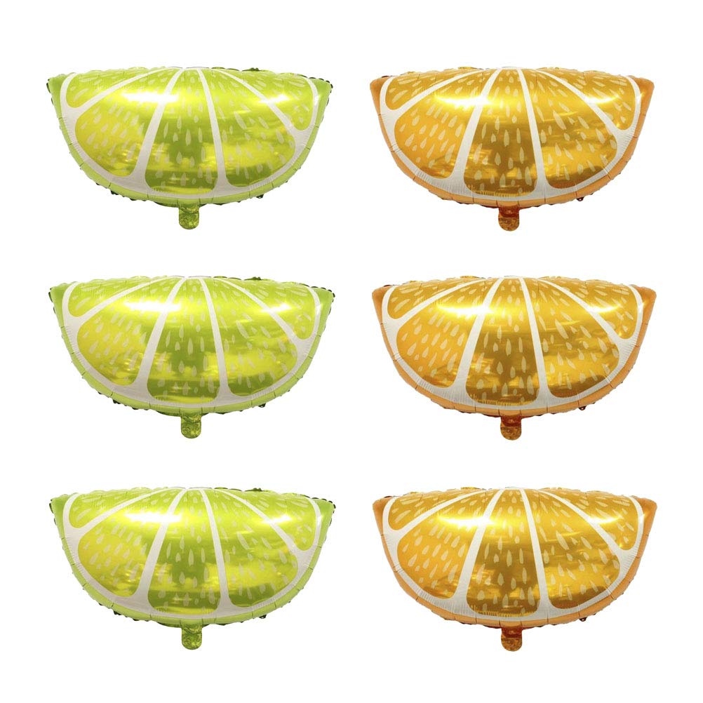 6Pcs Orange & Lemon Foil Balloons - Helium Fruit Balloons for Birthday, Wedding, Baby Shower Party Decorations - Perfect for Tropical Themed Events & Summer Celebrations
