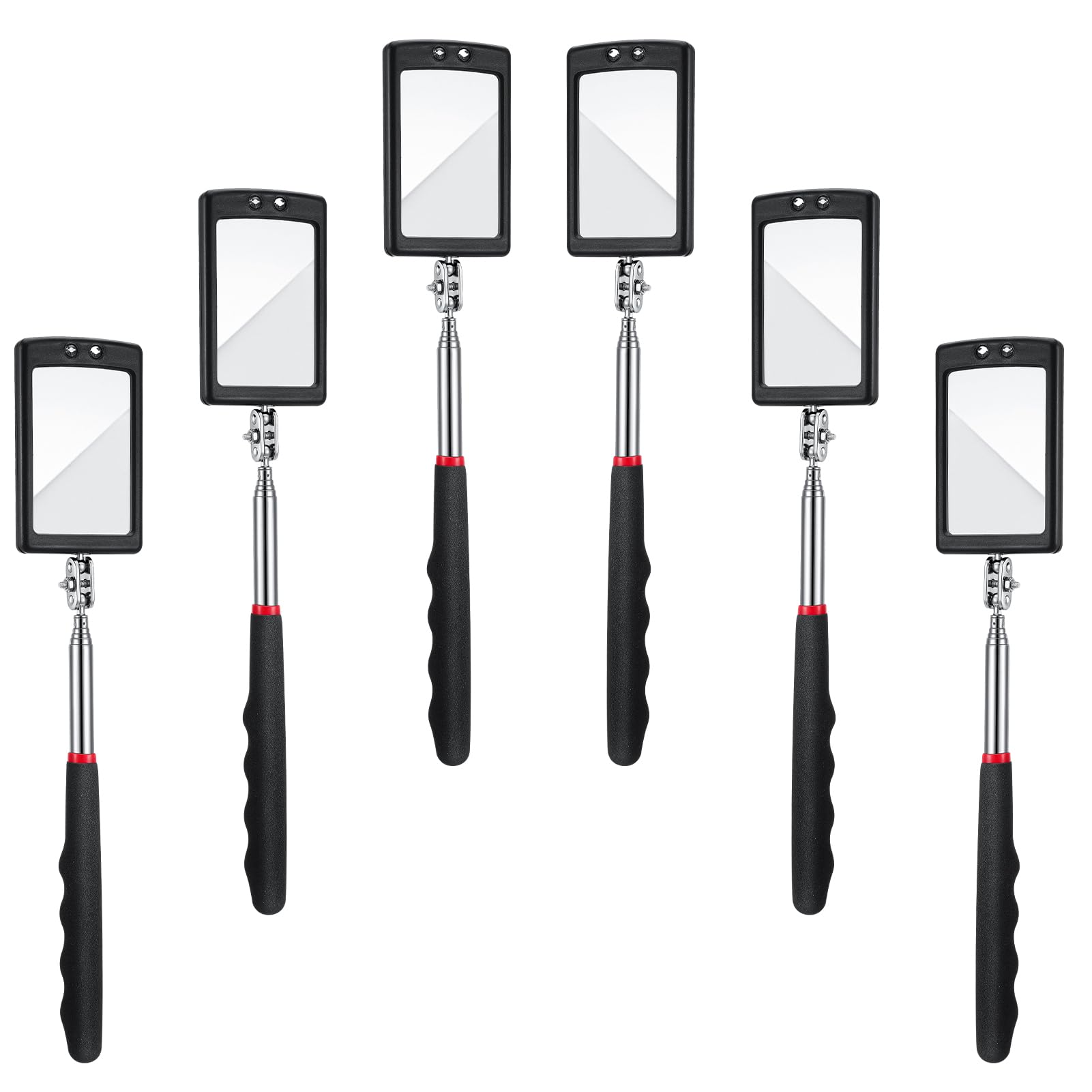 6-Piece LED Telescoping Inspection Mirror Set - Retractable Under Vehicle Detection Tool with Bright LED Light for Car Repair & Maintenance - Ideal for Mechanics, DIY Auto Enthusiasts & Home Inspections