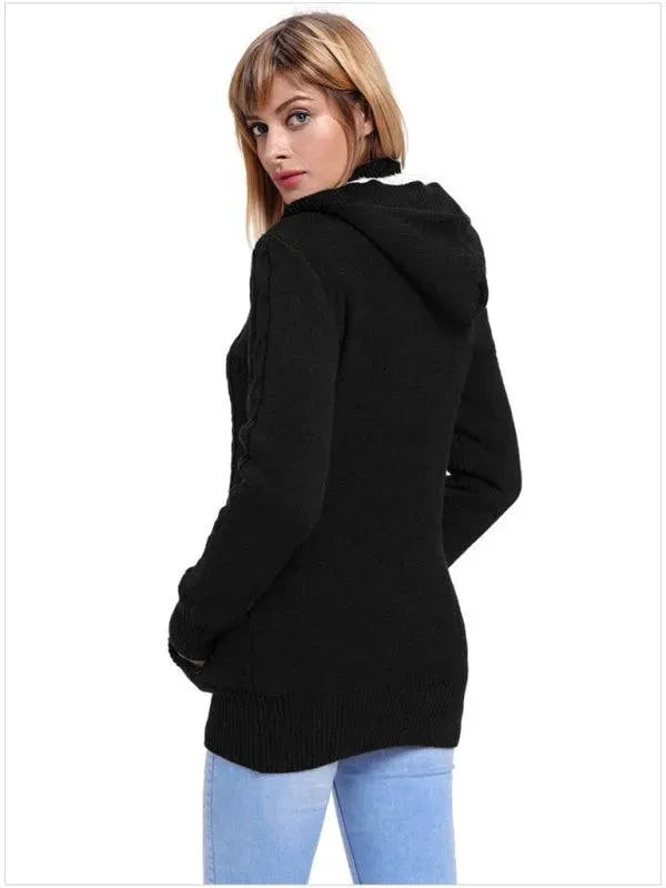 Cozy Casual Hooded Cardigan Sweater for Women - Soft Fleece Long Sleeve Open Front Jacket | Perfect for Fall, Winter, Lounge Wear & Outdoor Activities