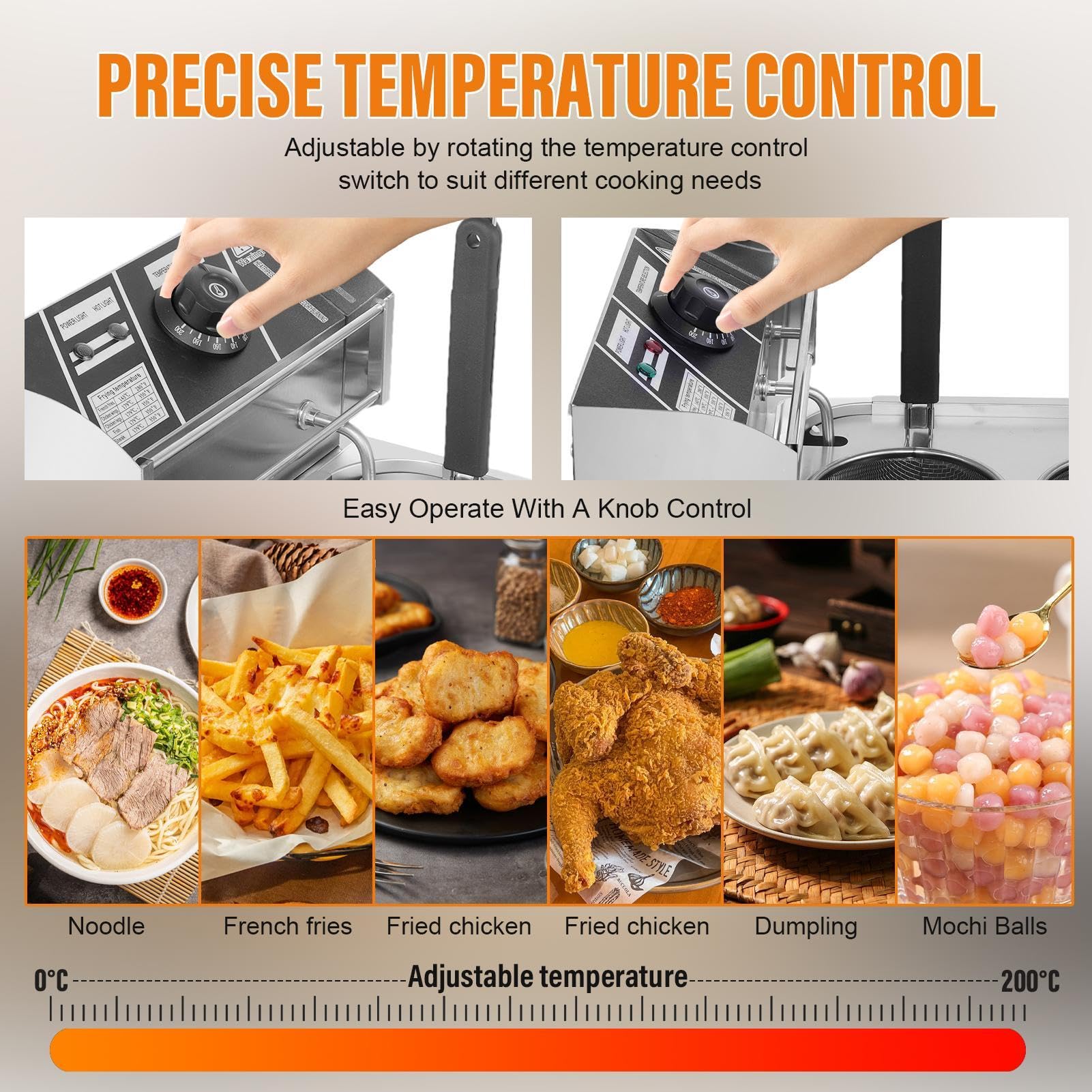 110V Commercial Pasta Cooker - 1500W Electric Noodle Cooker with Dual Baskets | 0°F-392°F Temperature Control | Professional Pasta & Dumpling Boiler for Restaurants, Cafes & Home Kitchens | Perfect for Cooking Spaghetti, Vegetables, Ramen & Asian Dumplings