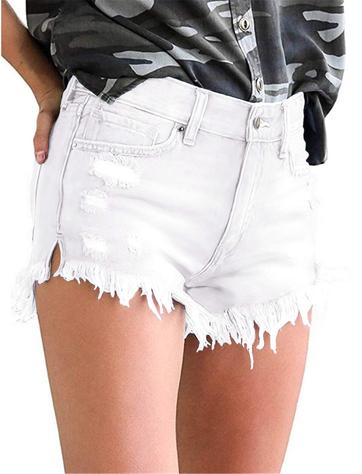 MODARANI Women's Distressed Ripped Denim Shorts - High Waisted Cut Off Jean Shorts for Summer | Perfect for Beach, Music Festivals & Casual Outfits