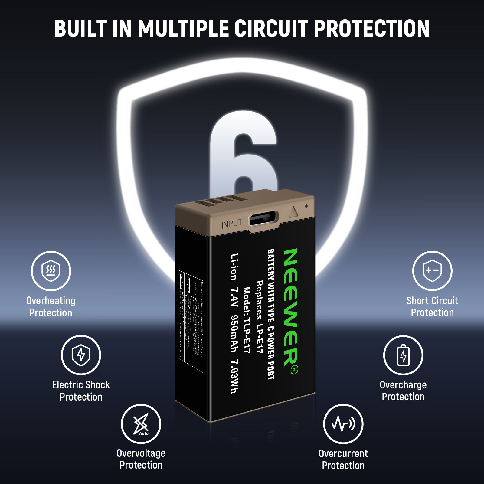 NEEWER 950mAh LP-E17 Replacement Battery for Canon DSLR Cameras - Compatible with EOS 80D, 70D, 60D, 7D Mark II & More - Perfect for Travel, Photography & Professional Shoots