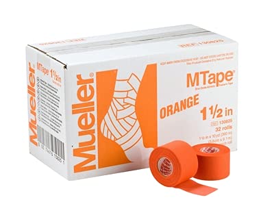 **M-Tape Colored Athletic Sports Tape - 1.5 Inch x 10 Yard Roll (32 Pack) - Orange - Perfect for Wrist, Ankle & Knee Support - Ideal for Athletes, Gym & Sports Injury Prevention**