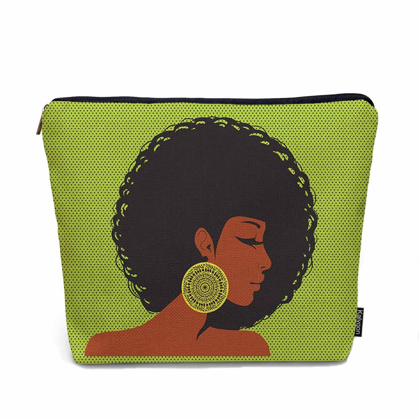 African American Women's Makeup Bag - Stylish Cosmetic Pouch with Zipper, Travel Toiletry Organizer for Gym, Bathroom & Daily Use - Perfect for Black Women's Beauty Essentials