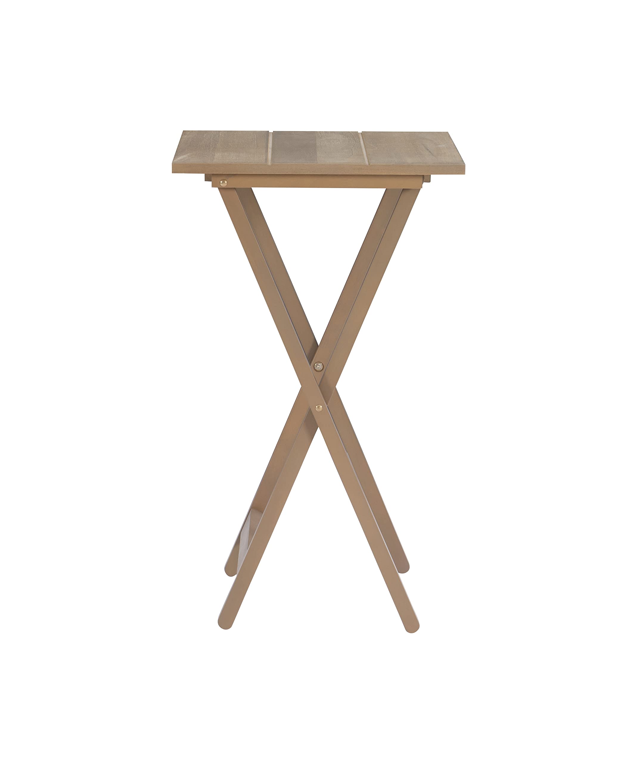 Linon Acacia Grace Tray Table Set in Driftwood Finish - Side Table with Storage Tray for Living Room, Bedroom, or Patio Decor