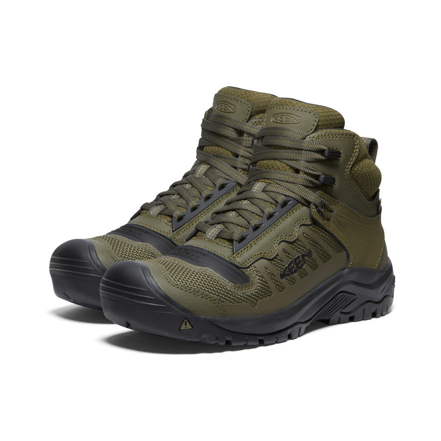 Men's Reno Waterproof Mid Soft Toe Work Boots - Dark Olive/Black - Durable & Comfortable for Construction, Hiking & Outdoor Work
