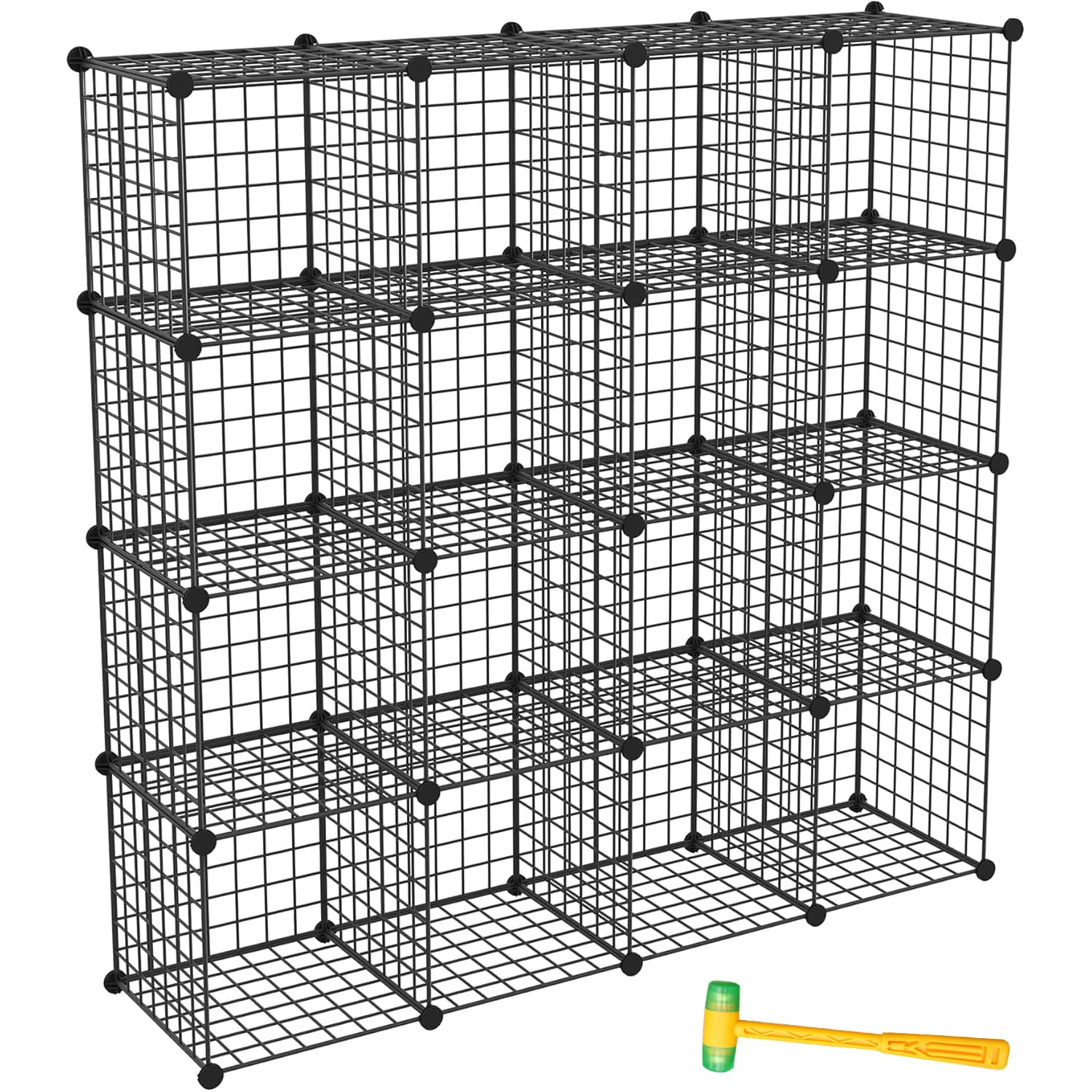 TUMUCUTE 16-Cube Wire Storage Shelves - Stackable Metal Bookshelf & Modular Closet Organizer for Bedroom, Living Room, Office - Black Iron Storage Cubes | Perfect for Home Organization, Closet Storage & Office Supplies