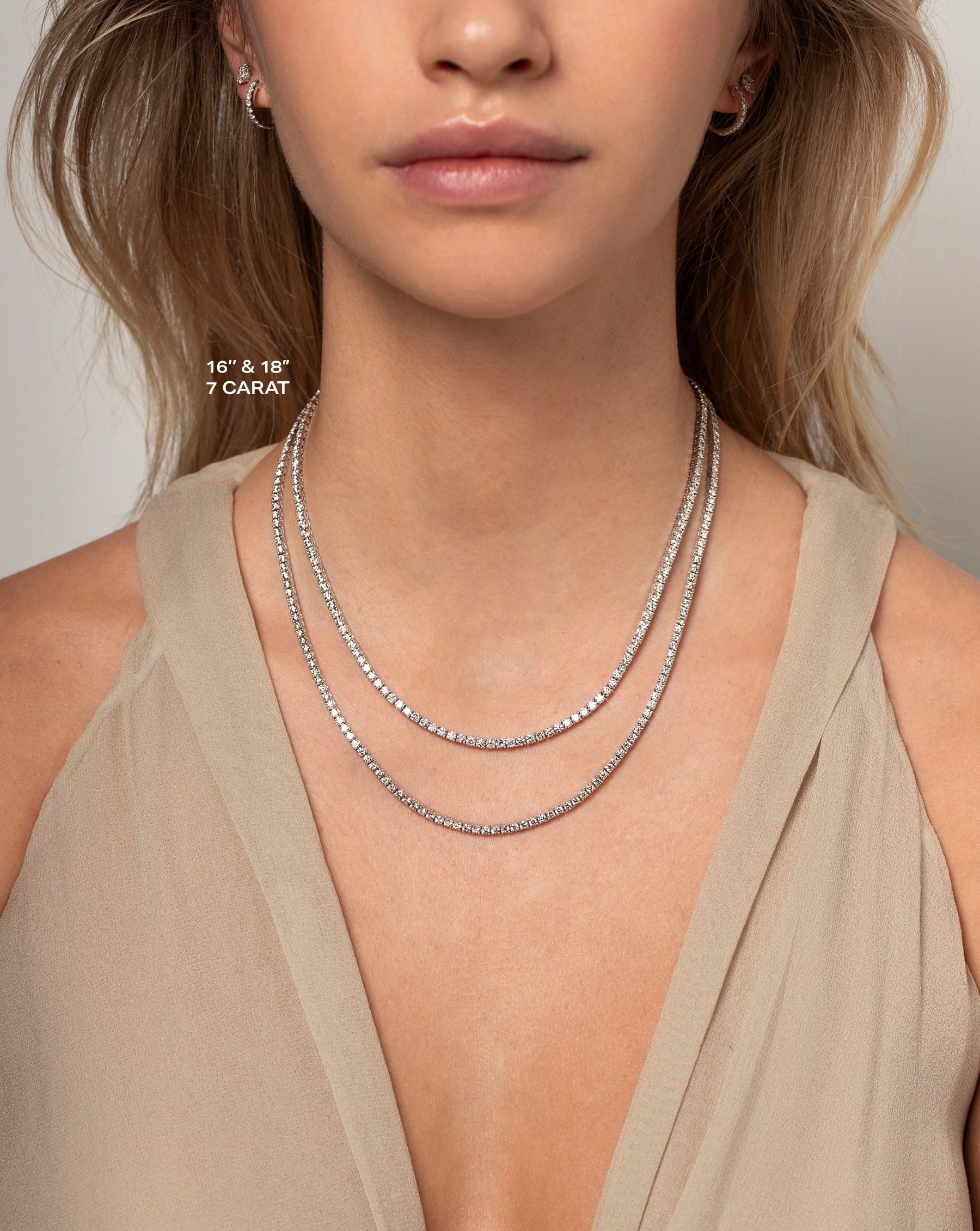 Elegant Classic Diamond Tennis Necklace for Women - 14K White Gold Dainty Chain Necklace - Perfect for Weddings, Parties & Special Occasions