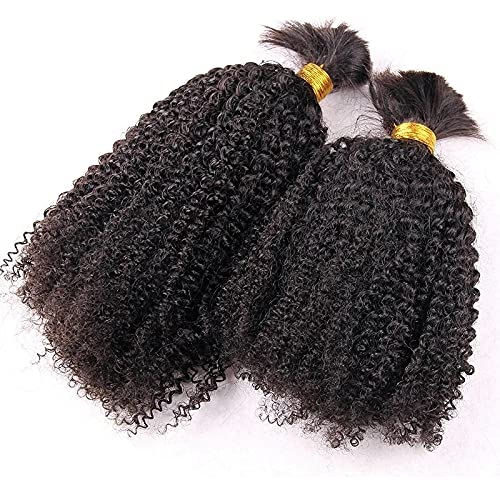 100% Mongolian Afro Kinky Curly Human Hair Extensions - 30inch Bulk Bundles for Braiding (100g) - No Weft Natural Hair Weave for Black Women - Perfect for Protective Styles, Twist Outs & Natural Hair Care