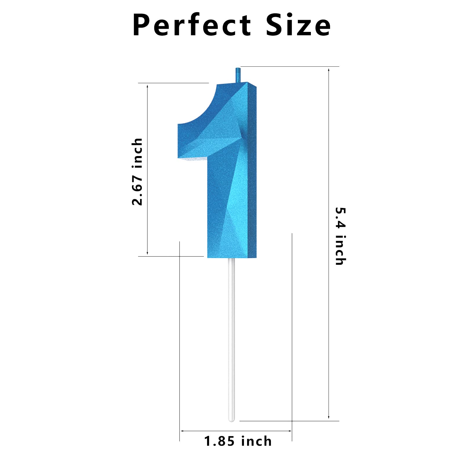 3D Diamond Shape Number 1 Birthday Candle - Blue Happy Birthday Cake Candles for Birthday Parties, Weddings, Reunions & Theme Decorations - Perfect for Cake Toppers and Celebration Decor