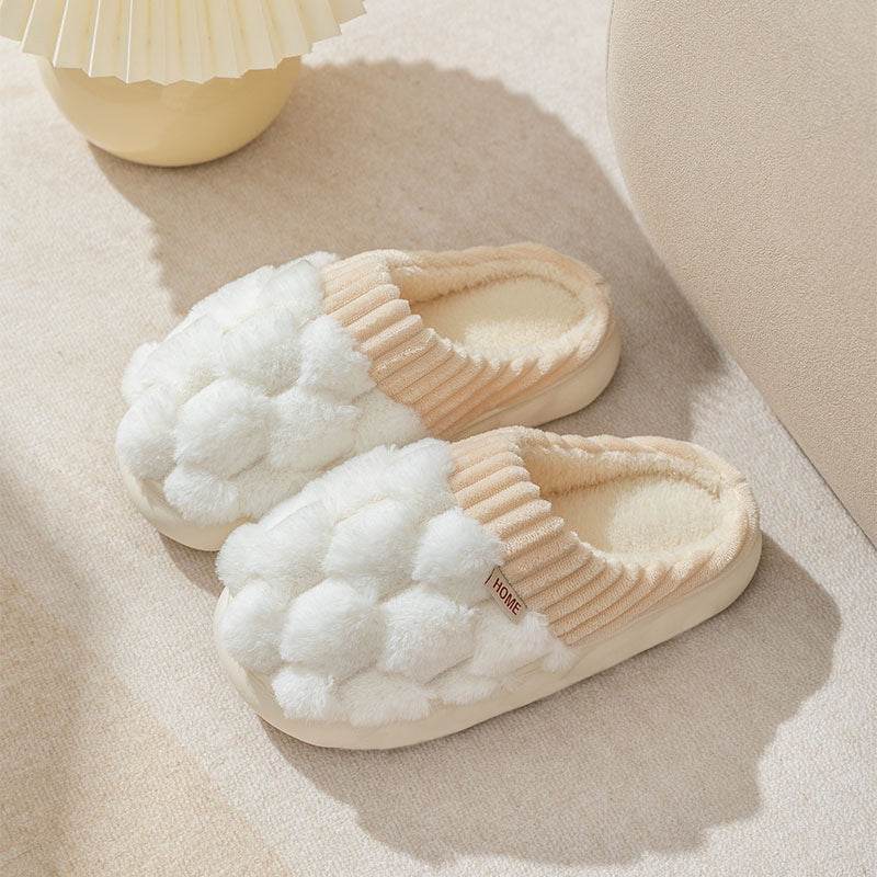 Honeycomb Fluffy Plush Slippers for Women & Men - Ultra Soft Warm Indoor House Slippers with Non-Slip Sole - Perfect for Winter, Home, Office & Lounge Wear