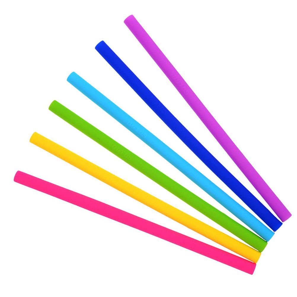 DOITOOL 6 Pack Reusable Silicone Drinking Straws - BPA Free Straight Straws for Smoothies, Iced Coffee & Cocktails at Home, Office or Parties