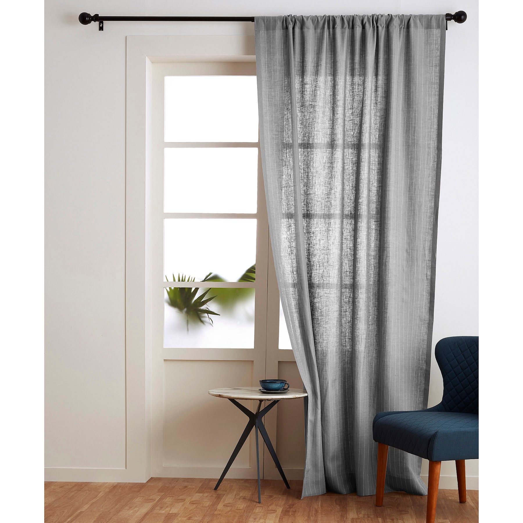 Stylish Pinstripe Curtains for Living Room & Bedroom - Black & White Striped Window Drapes for Home Decor