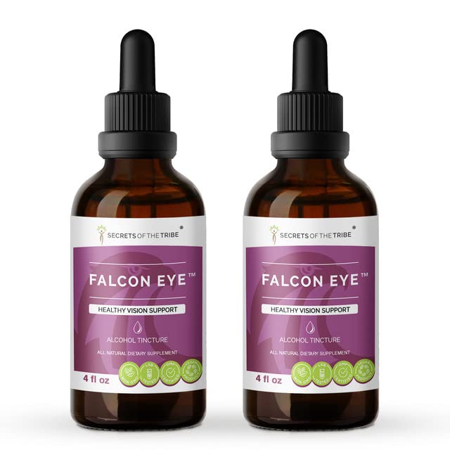 Premium Falcon Eye Alcohol Extract - High-Potency Herbal Drops with Bilberry, Eyebright & Ginkgo | Natural Vision Support Supplement | 2x4 oz Bottles | Perfect for Daily Eye Care & Digital Screen Protection