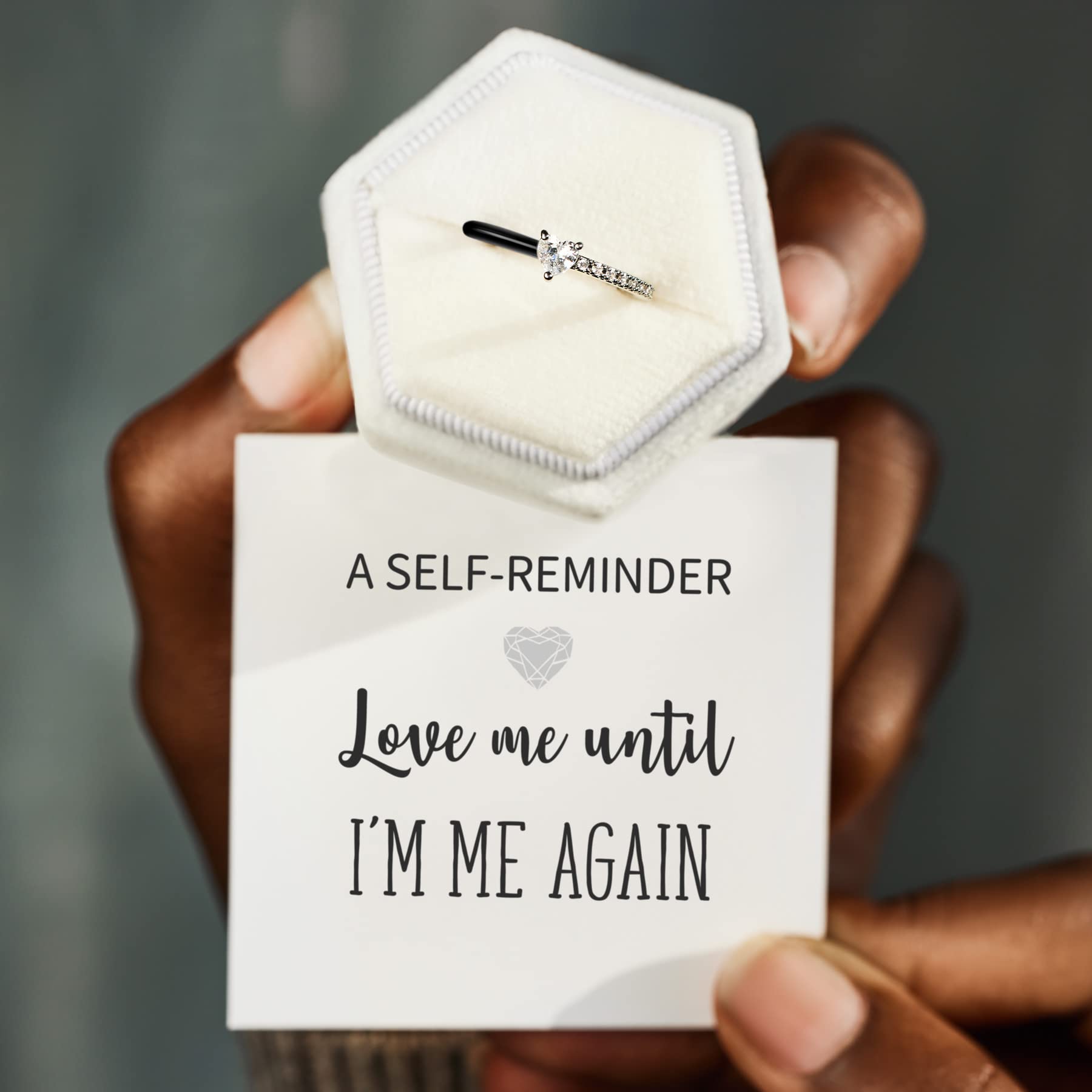 Heart Rings for Women - Silver Plated Love Jewelry, Mother Daughter Best Friend Promise Rings, Heart-Cut Half Enamel Story Jewelry Gifts for Birthday, Christmas & Valentine's Day | Perfect for Anniversaries, Weddings and Special Occasions
