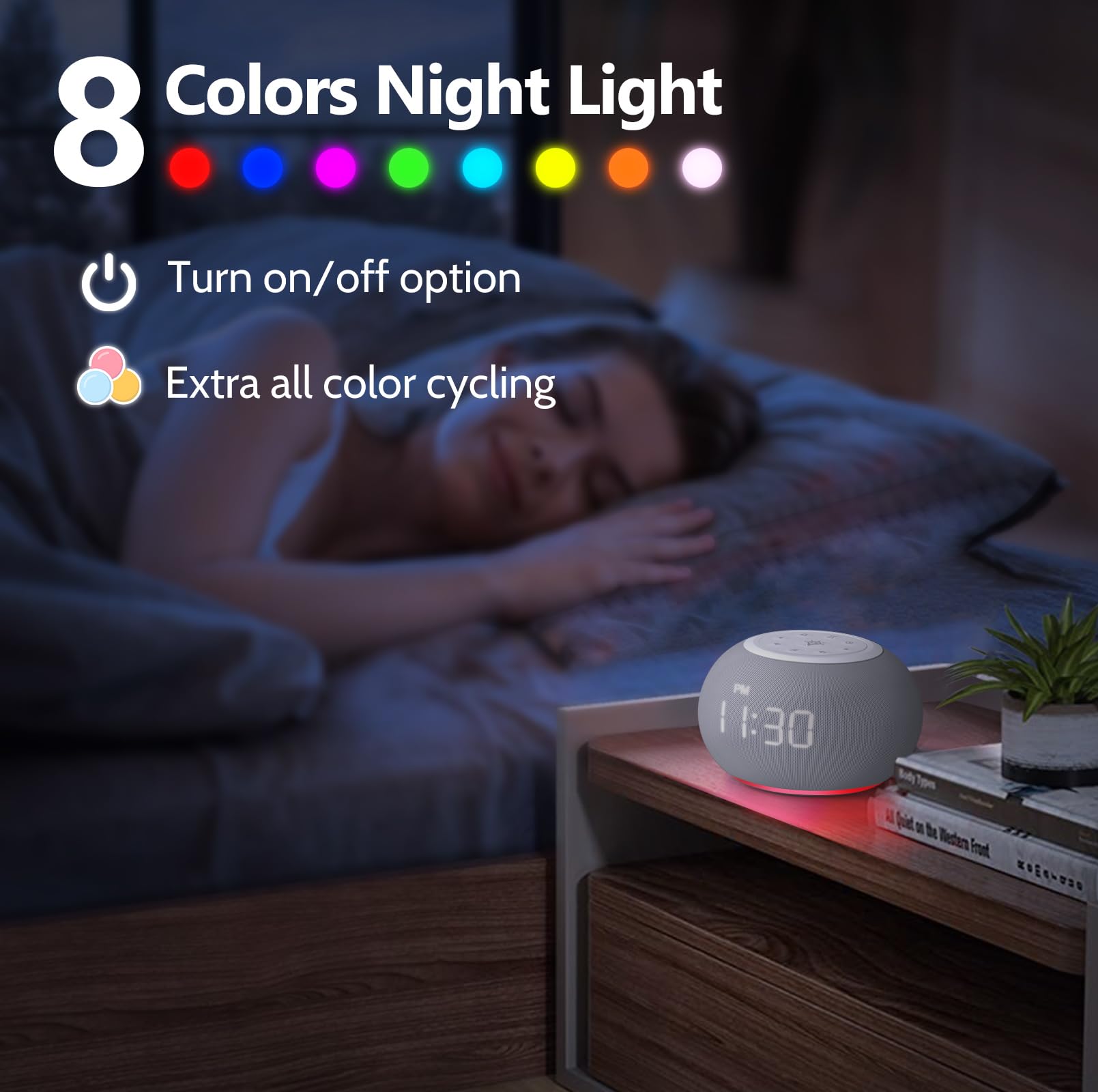 Auto-Dimmable Sound Machine Alarm Clock with Night Light - 20 Soothing Sounds, LED Display & Sleep Timer | White Noise Soother for Baby, Adults & Bedrooms | Perfect for Nursery, Office & Relaxation