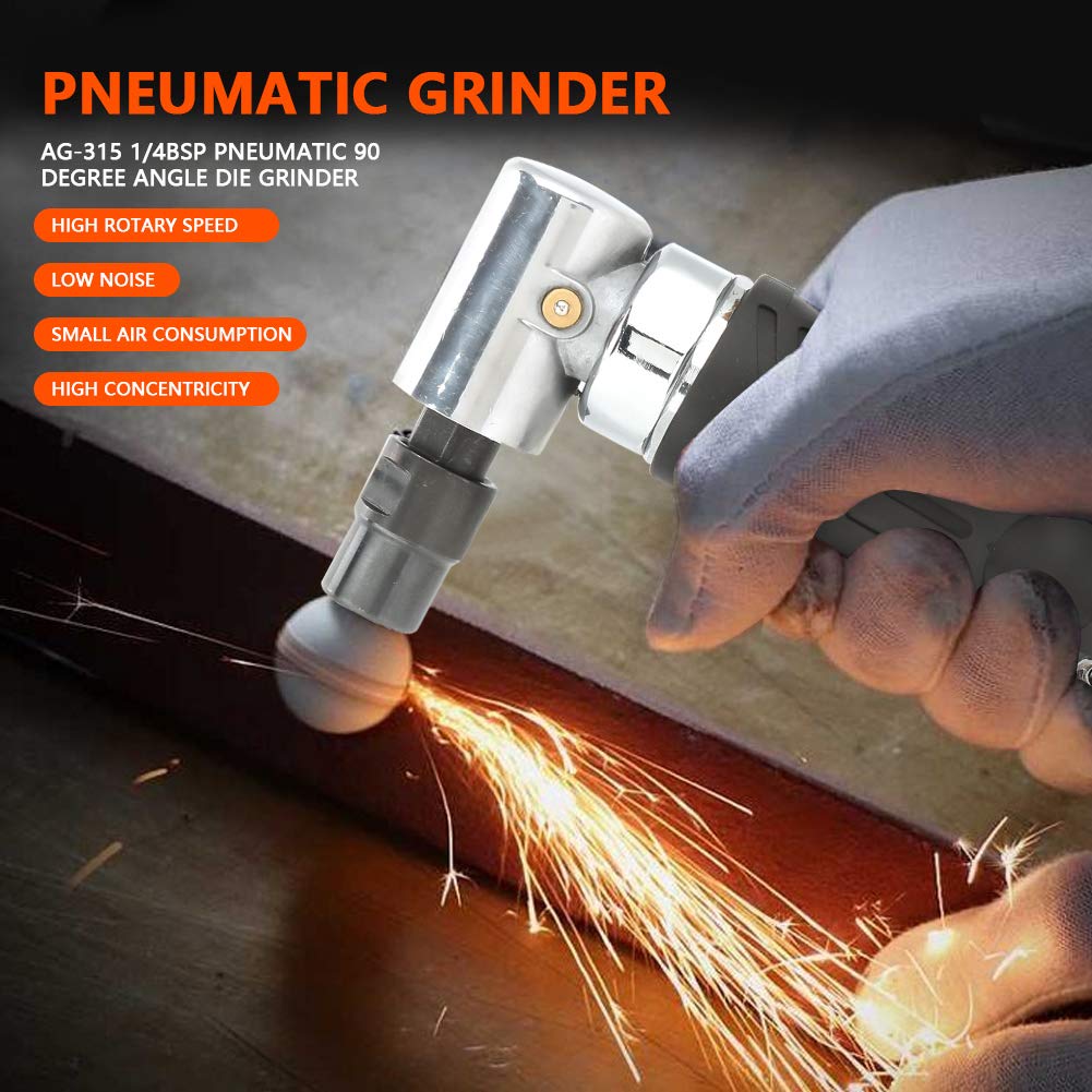 AG-315 1/4BSP 90 Degree Pneumatic Angle Die Grinder - Air Powered Polishing & Grinding Tool for Metalworking, Wood Carving & Automotive Repair