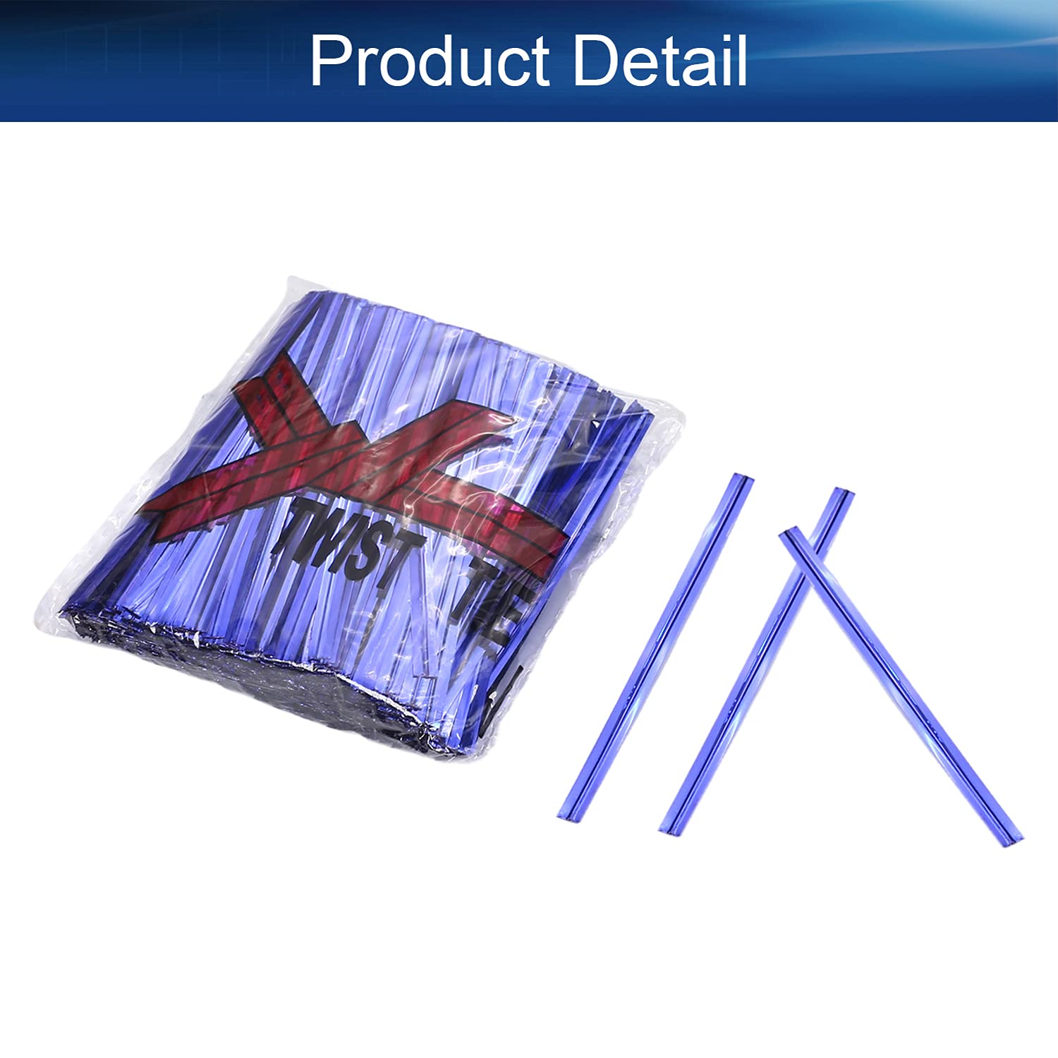 800Pcs 3 Inch Metallic Blue Bread Twist Ties for Candy Treat Bags, Party Gift Wrapping, Bakery & Grocery Supplies - Perfect for Birthday Parties, Wedding Favors & Food Packaging