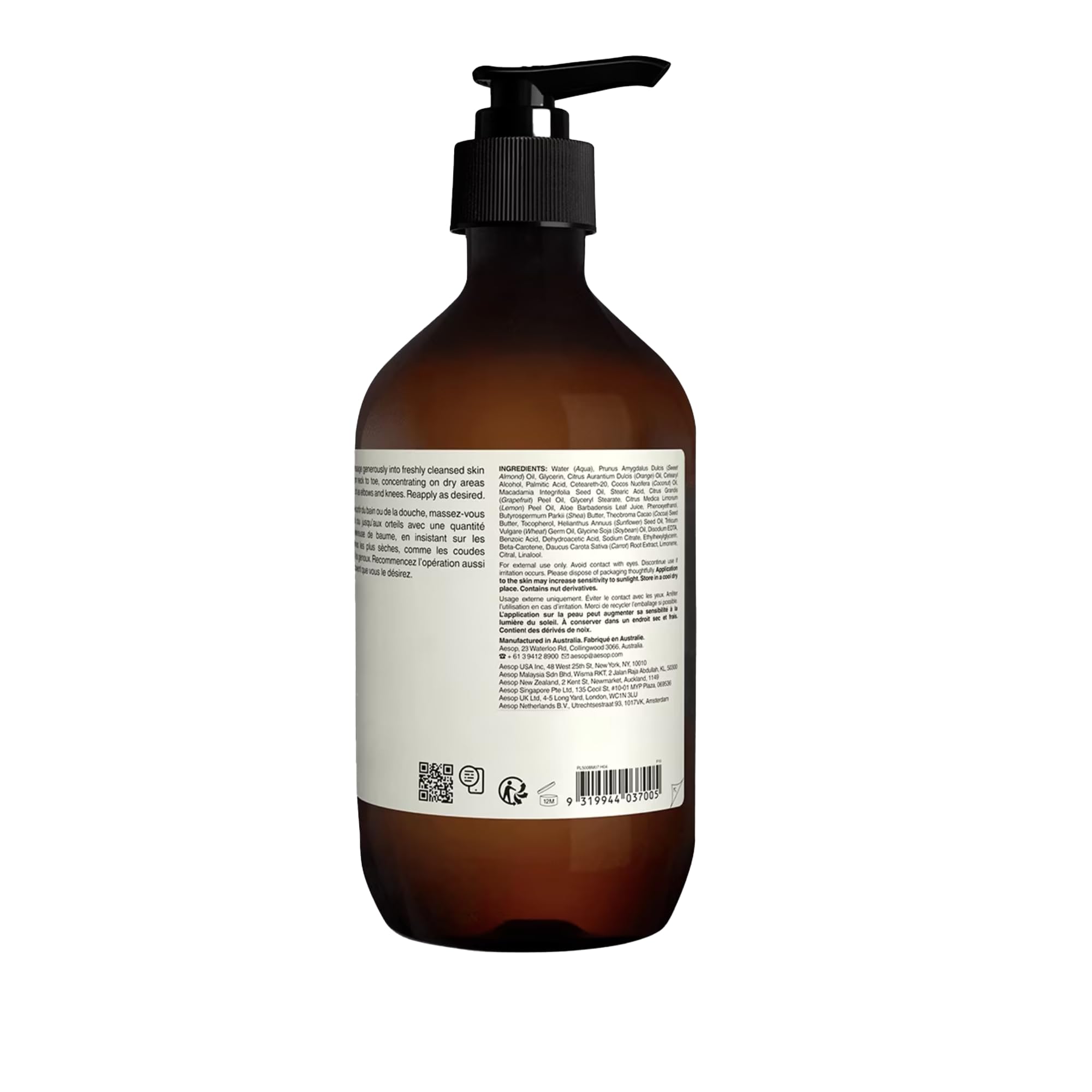 Aesop Rind Concentrate Body Balm - 16.9 oz / 500 mL | Deeply Moisturizing Body Cream with Citrus & Nut Oils for Soft, Smooth Skin | Perfect for Dry Skin Care & Post-Shower Hydration