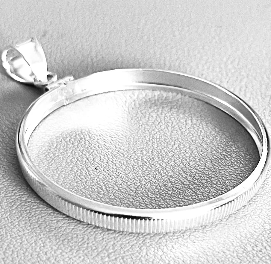 Authentic Sterling Silver Coin Bezel Pendant - Fits $1 Peace, Morgan & Eisenhower Silver Dollars - Perfect for Necklaces, Jewelry Making & Gift Giving