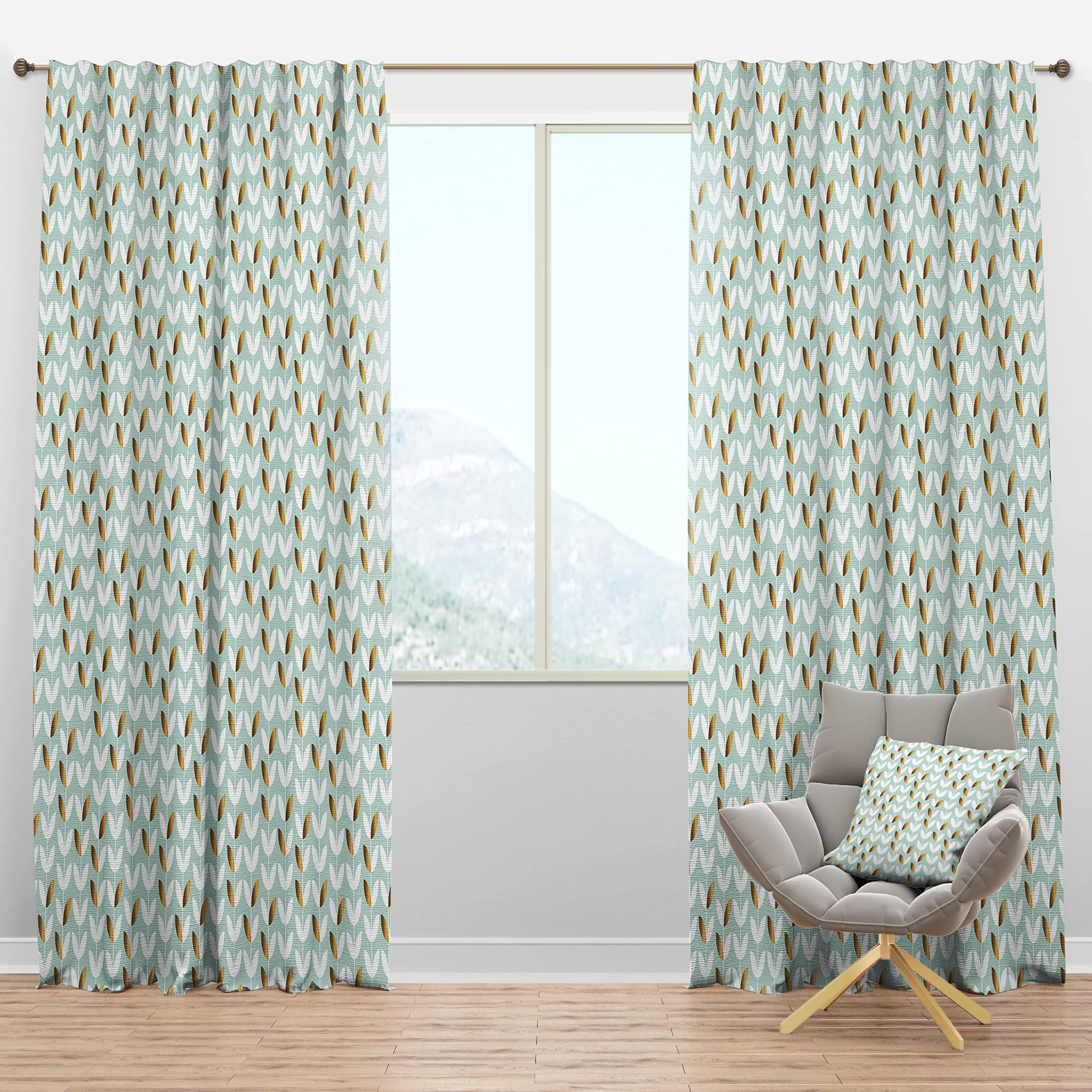DesignQ Blackout Curtains 'Golden Foliage X' - Thermal Insulated Single Panel (52x84 inches) for Bedroom & Living Room - Noise Reducing & Energy Saving Window Drapes for Better Sleep & Home Decor